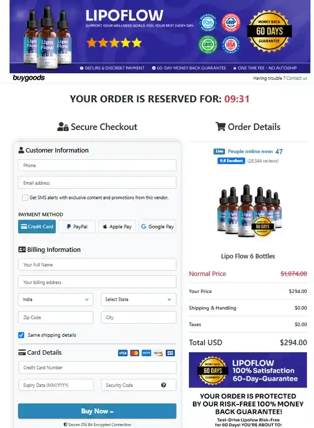 Lipo Flow Lipo Flow Order Page
